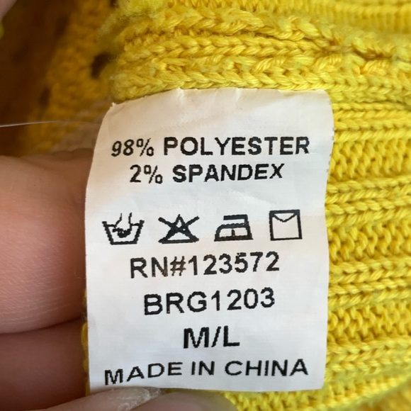 Yellow Cream Mesh Open Knit cover up top dolman sleeve large Passion 4 Fashion - Picture 5 of 6